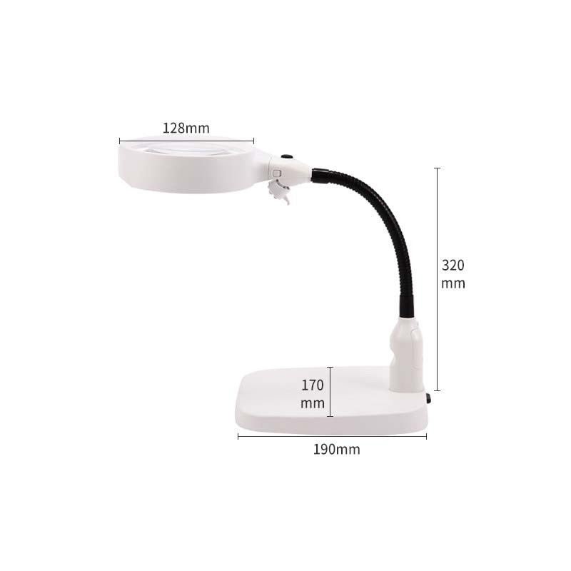Multifunktions LED Lupe (10x Vergrösserung) mit 6 LED's für Reparaturen / Arbeiten - Weiss
