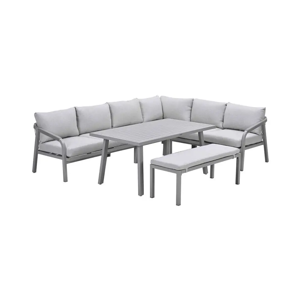 Lounge-diningset Monti - taupe - 7-persoons - aluminium