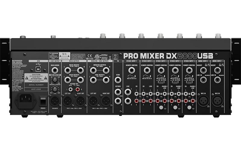 DJ-Mixer DX2000USB<br>7-Kanal-DJ-Mixer mit VCA-Crossfader und USB-Audio-Interface