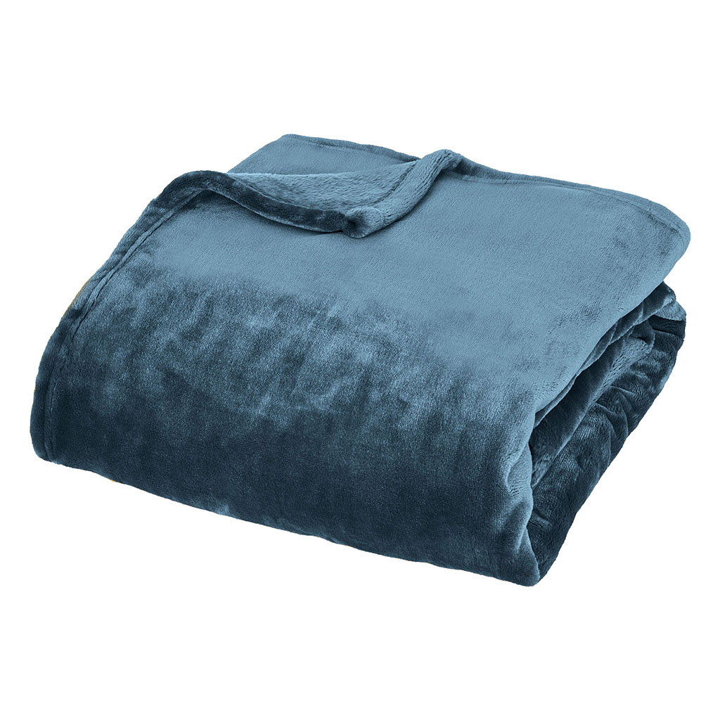 Plaid Cuddly velours bleu 130x180cm