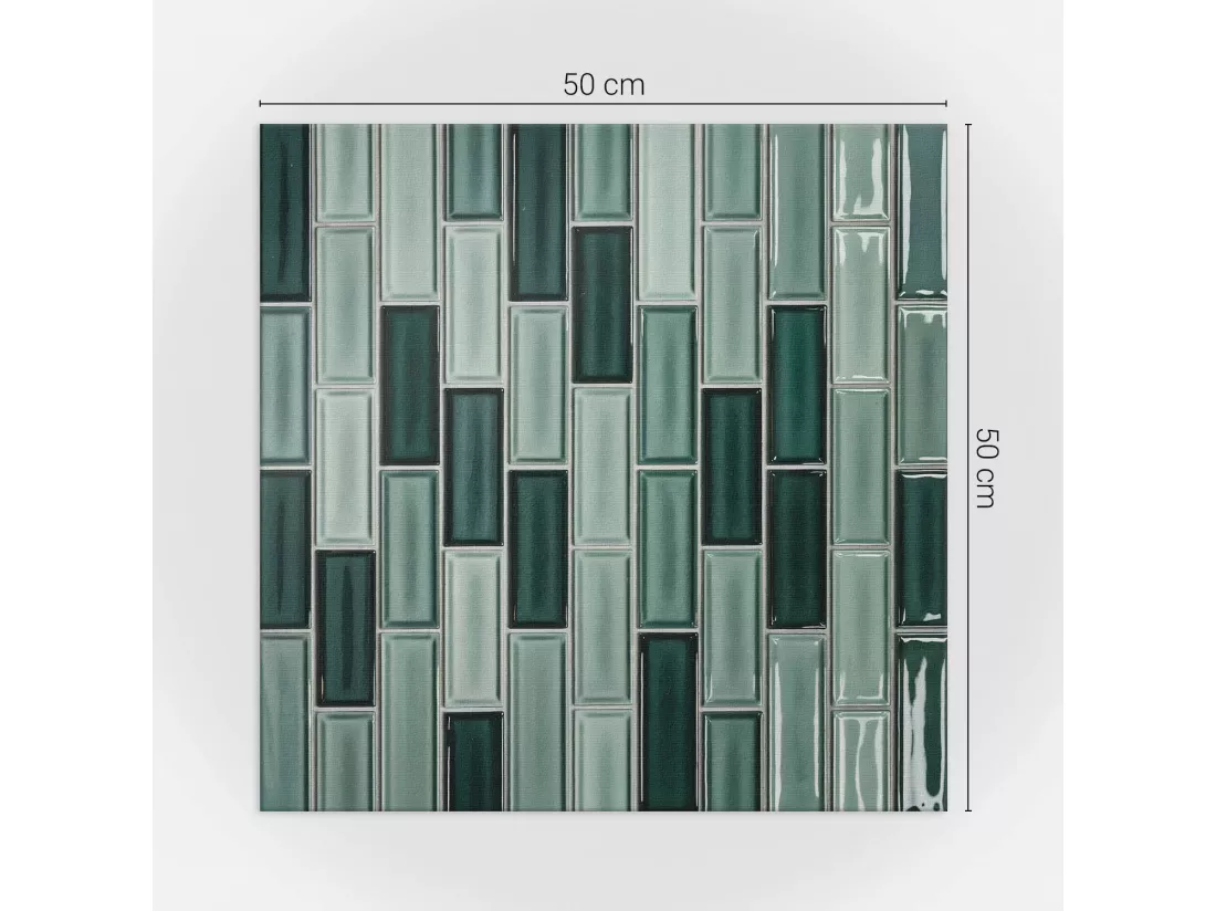 Panneaux muraux autocollants en vinyle imperméable - 4 x 50 x 50 cm - Mosaïque rectangulaire en nuances