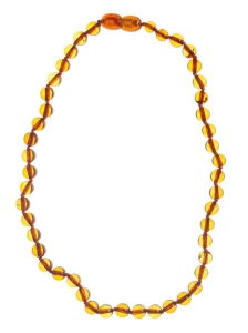 SELENAS Baby Bernsteinkette Kugeln cognac