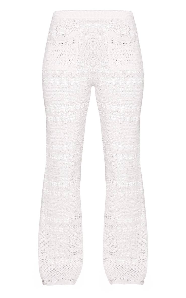 Blanc Pantalon Large En Maille Avec Détail De Poches Petite