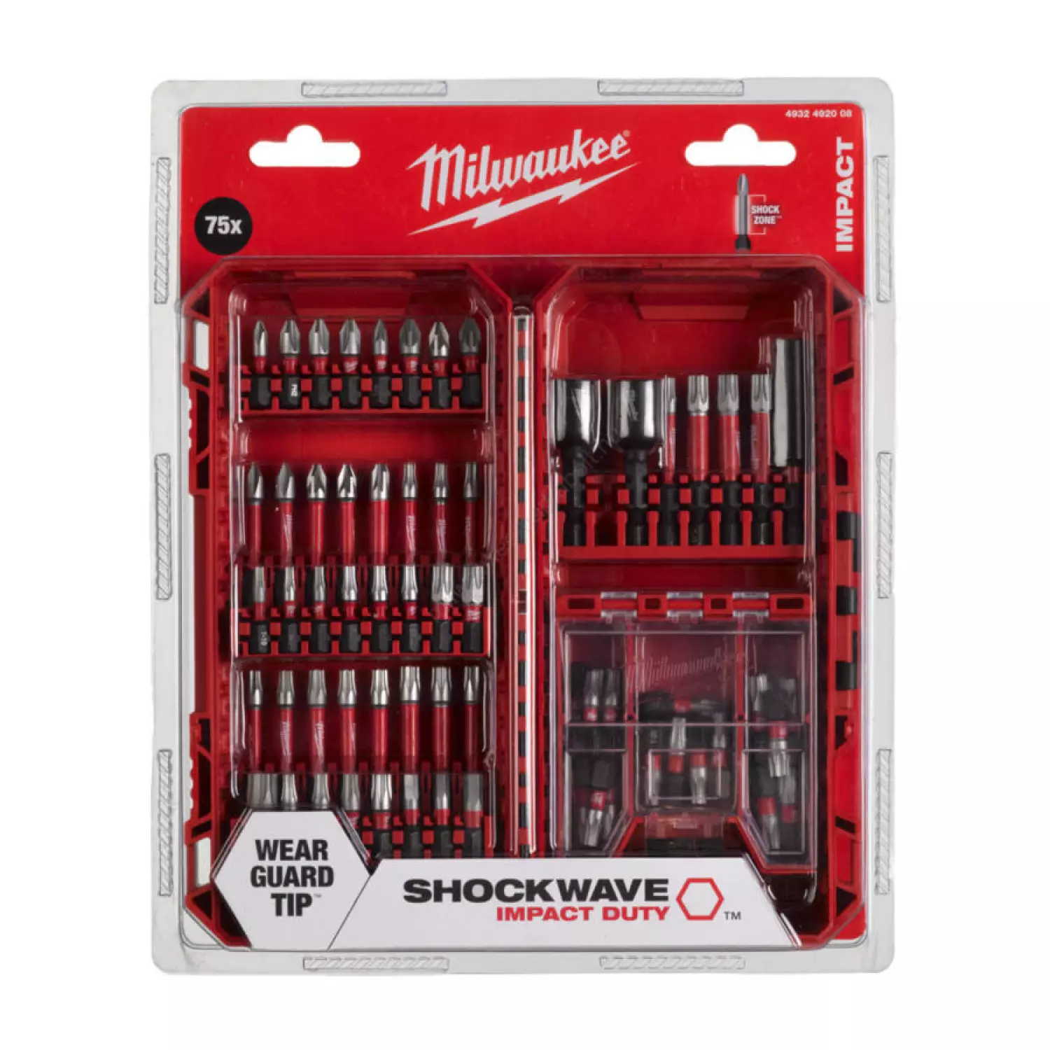 Milwaukee 4932492008 75-delige Shockwave Impact Duty bitset in cassette