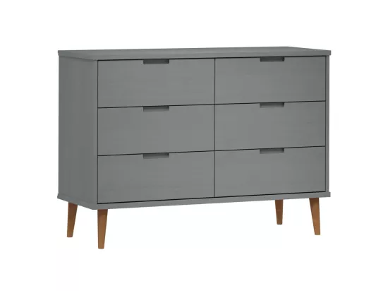 Commode MOLDE Gris 113x40x80 cm Bois de pin massif