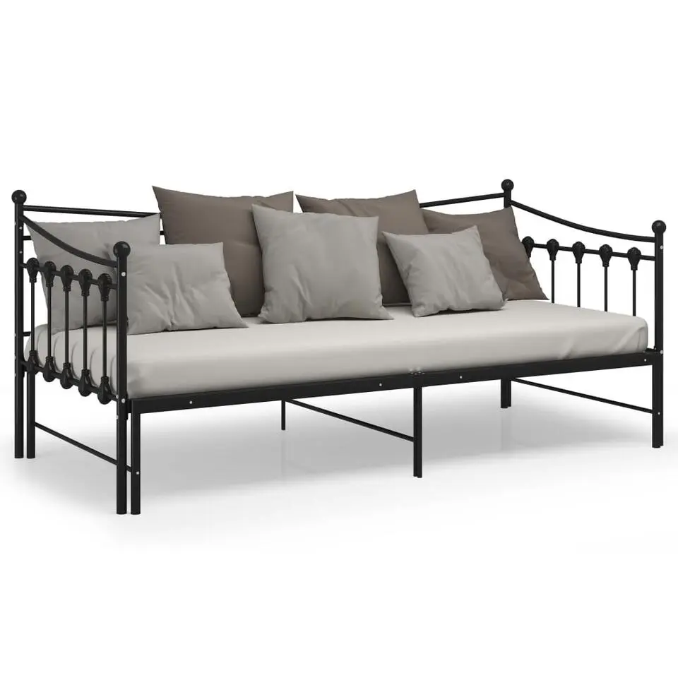 vidaXL - Onderschuifbedbank - Zwart - Metaal - 90x200 cm