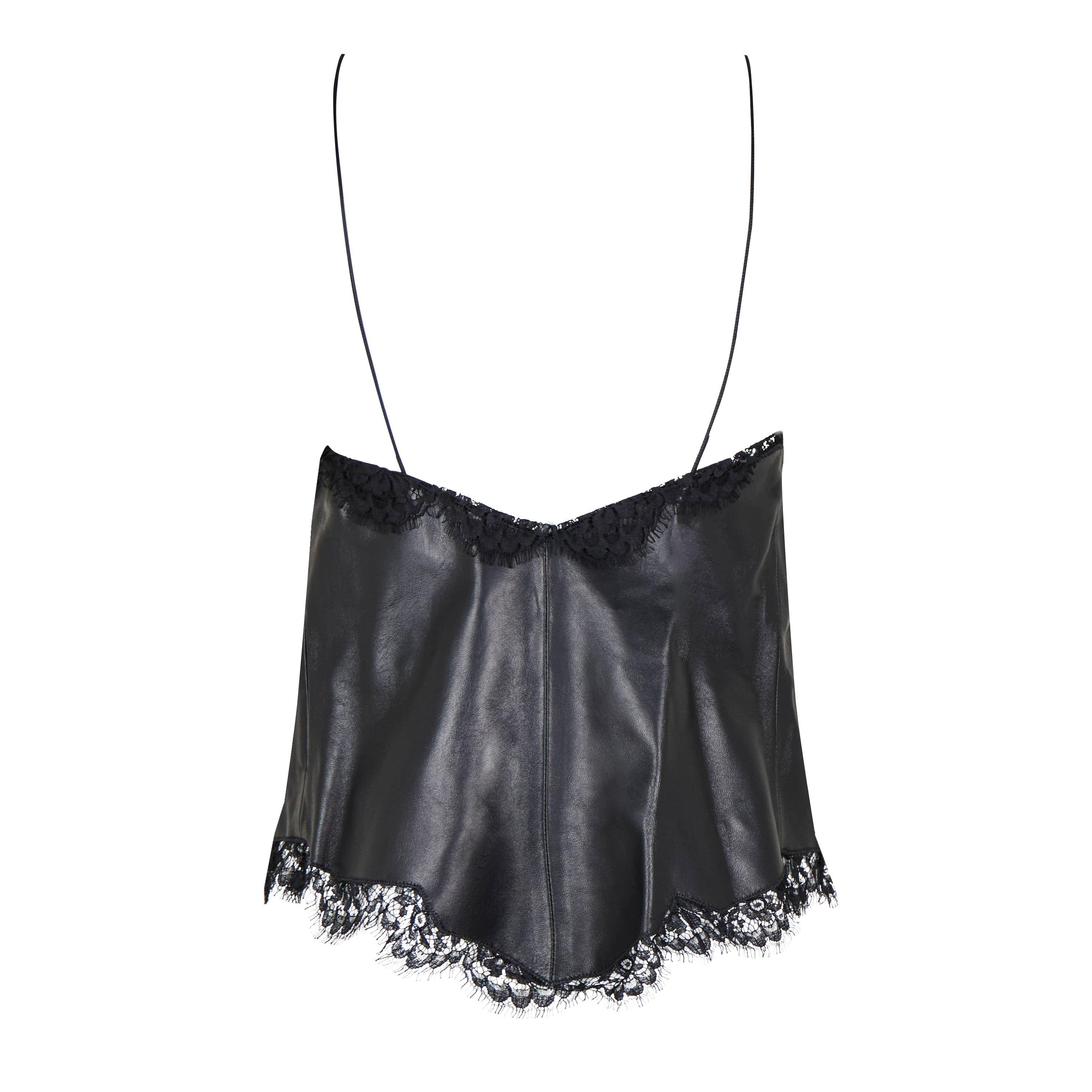 Off White Nappa Lace-Trip Cami Top