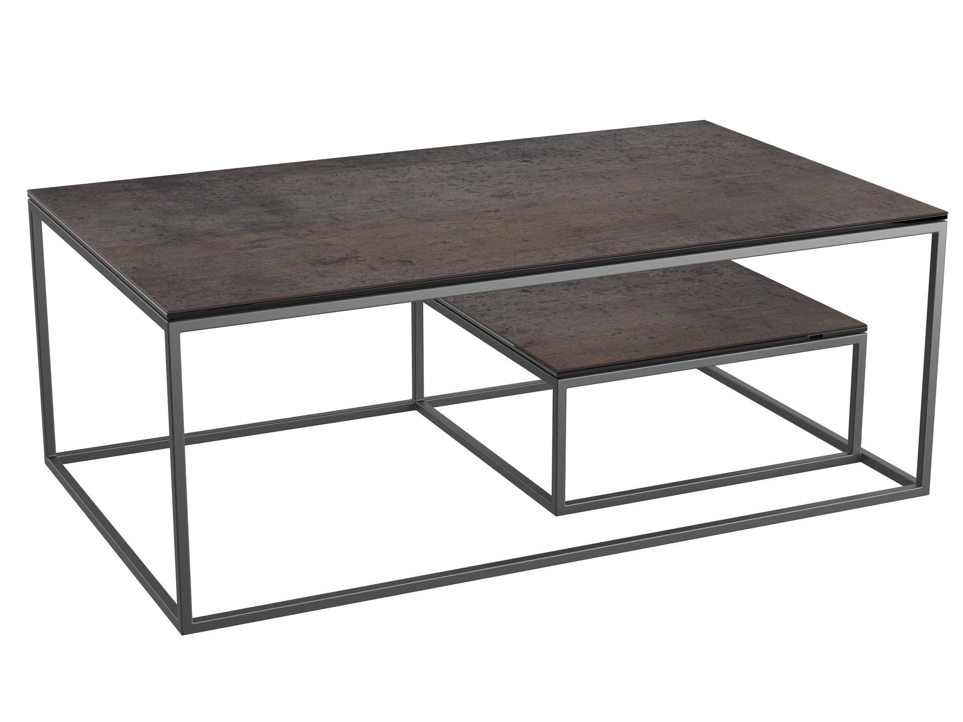Puro Couchtisch JULIA ETAGERE 110x65 cm Keramik rostbraun