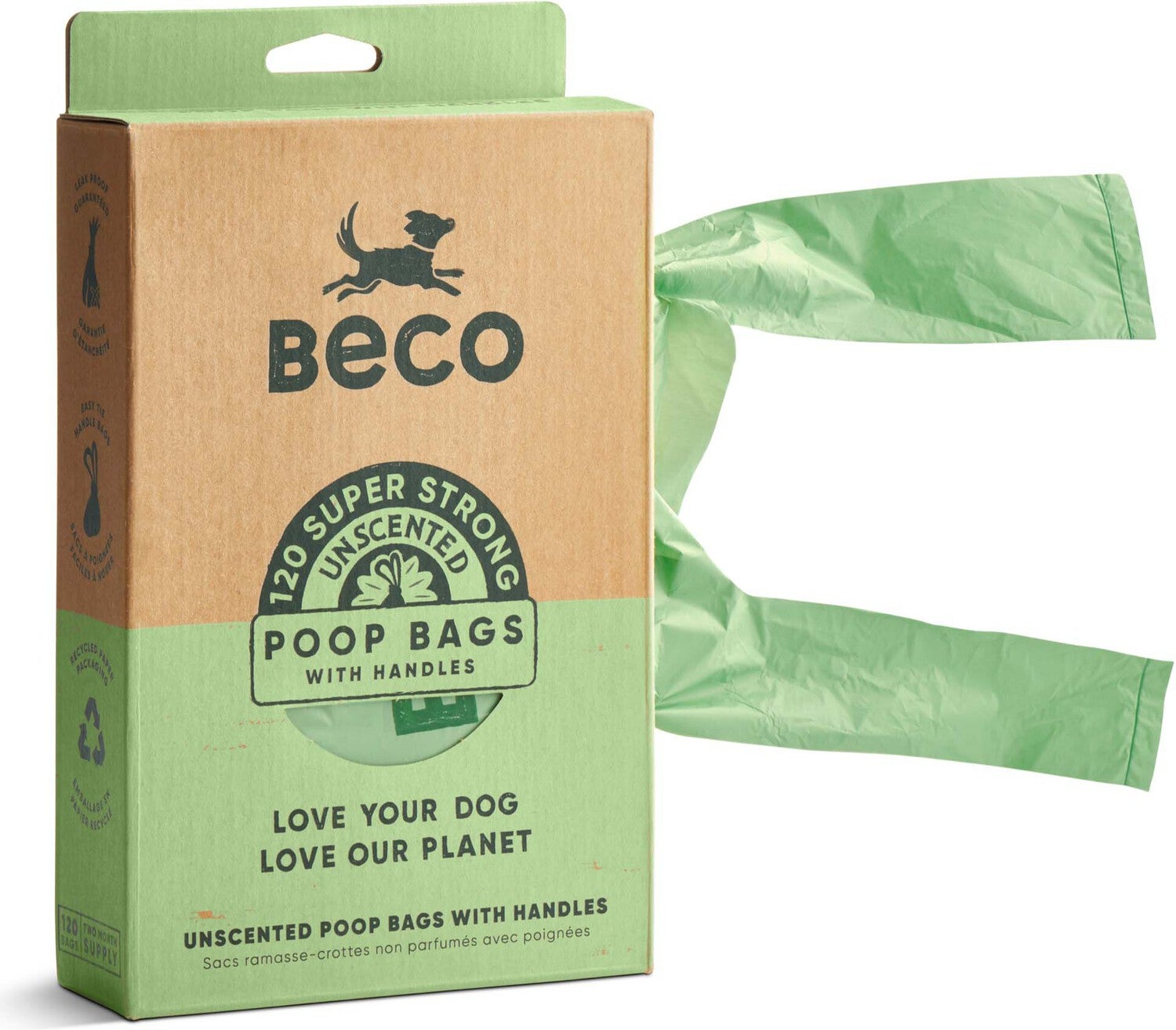 Beco poepzakjes met handvat groen 120 stuks