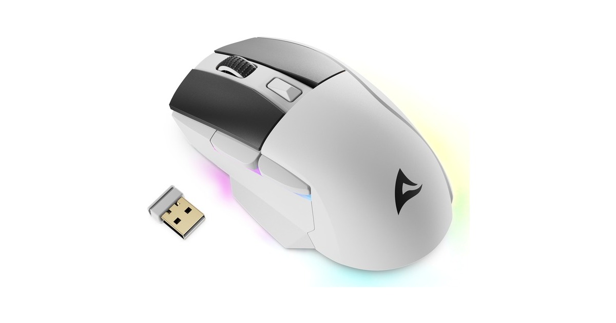 SharkoonSKILLER SGM50W gaming muis  (Wit, 400 - 6400 dpi, RGB leds)