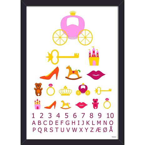 Salling Lær plakat i lyserød med sort glasramme 21x29,7 cm