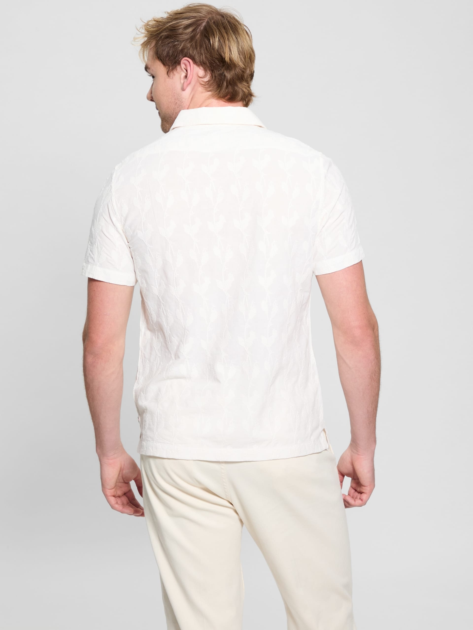 Camisa Jacoby de manga curta em tecido plano
