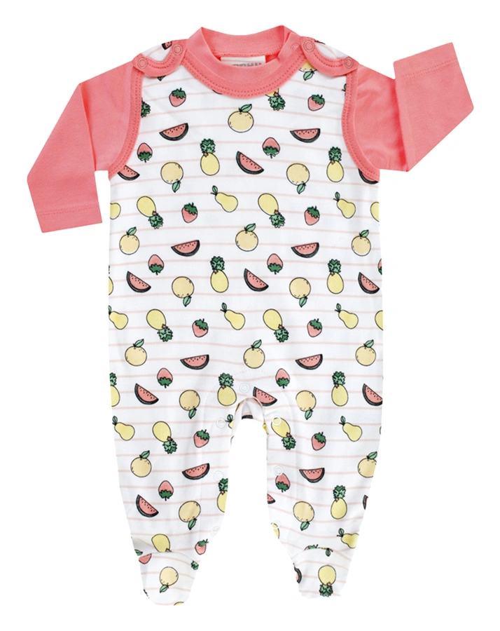 Strampler CRAZY FRUITS mit Langarmshirt 2er-Pack in weiß/rosa