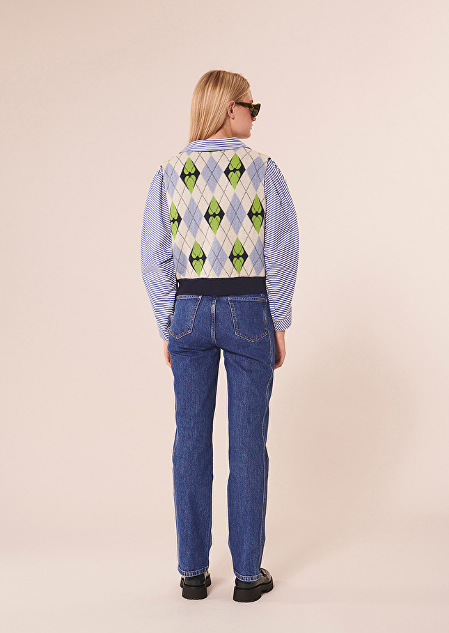 Gilet Georgesbleu en coton et mohair