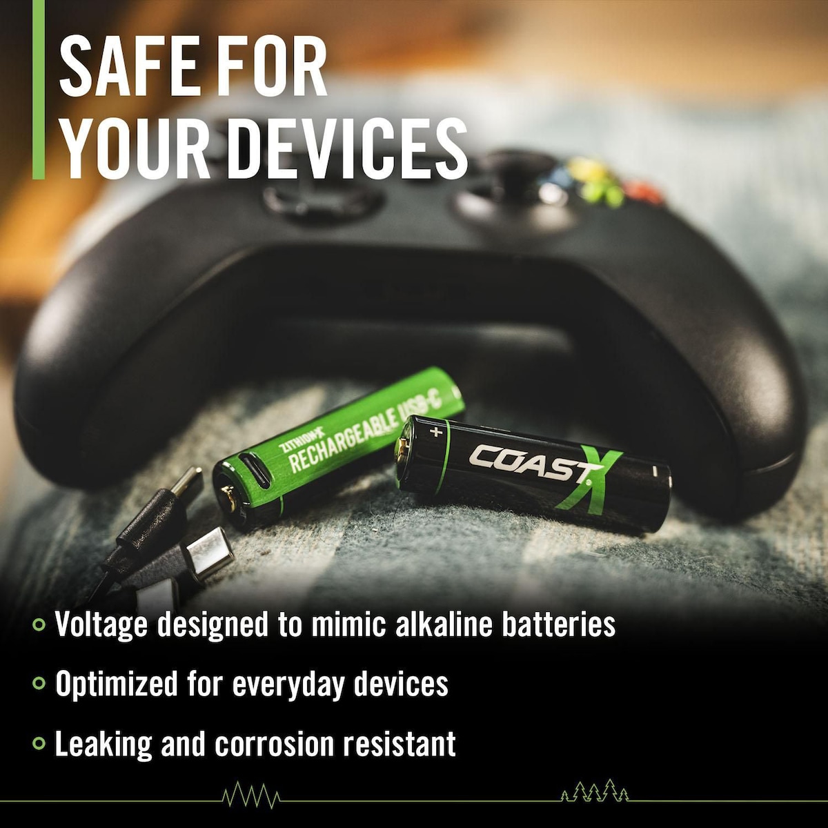 Coast ZXAA Zithion-X USB-C oppladbare litiumbatterier (4-pk)