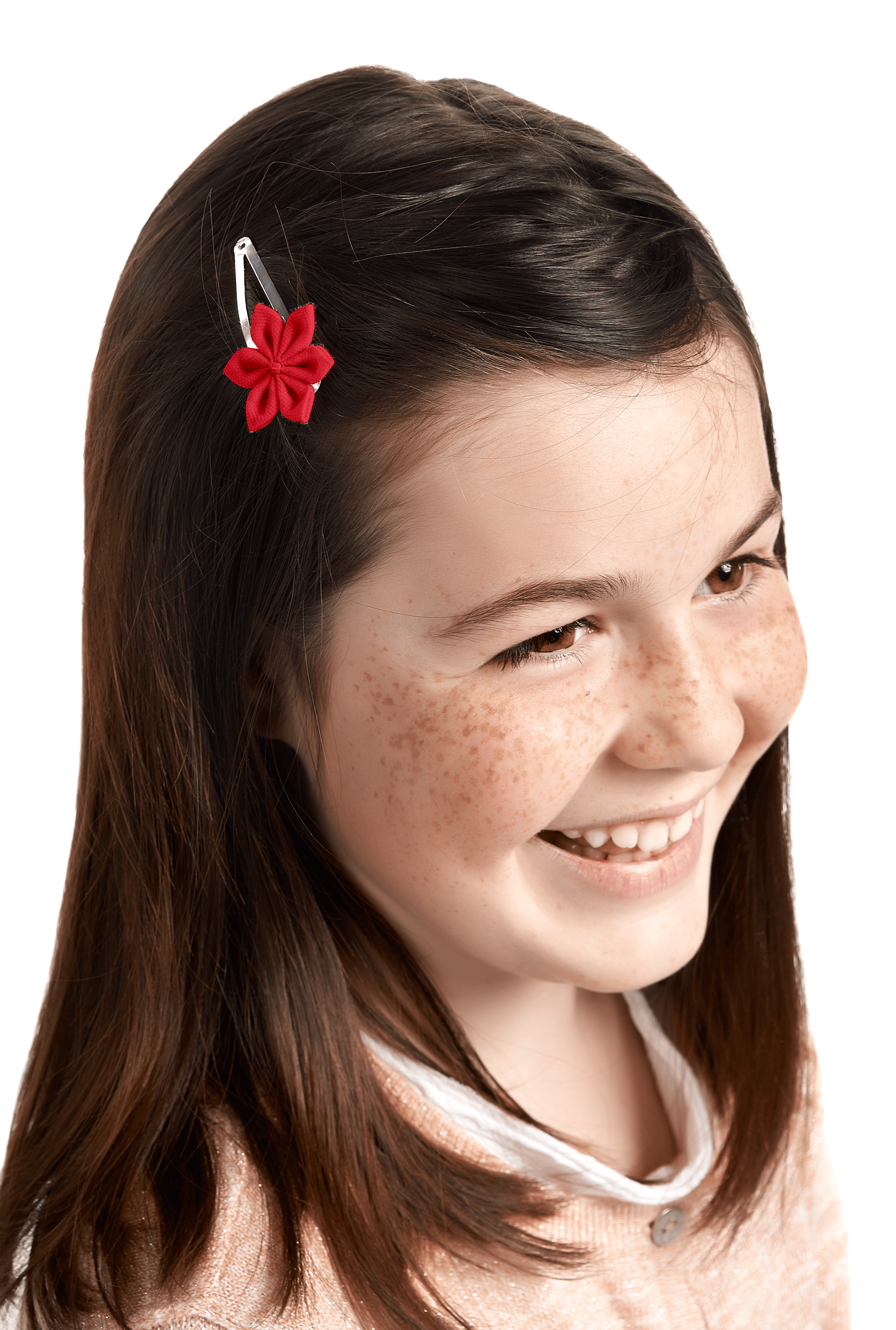 Barrette Clic-Clac Fleur Étoile Rouge Foncé