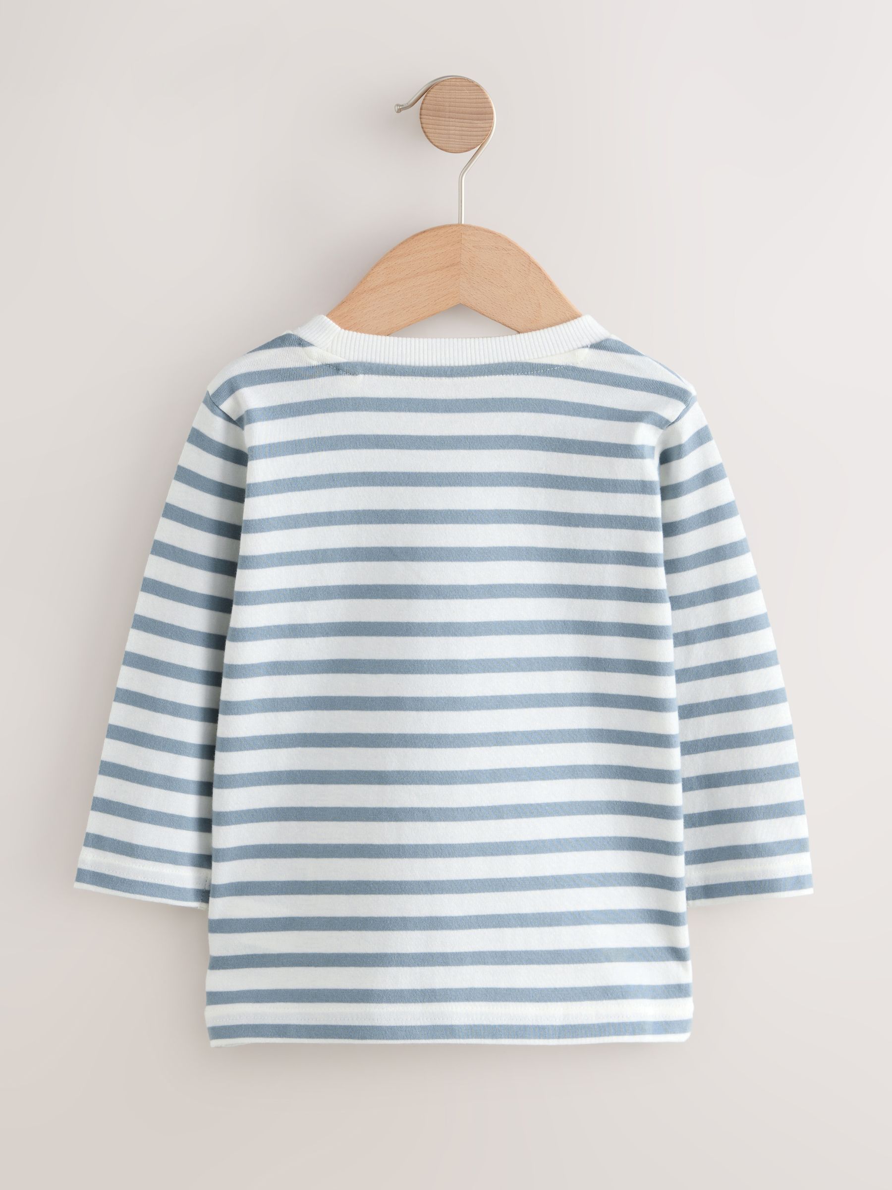 Wit/Blauw ski-ijsbeer - T-shirt met applicatie en lange mouwen (3 mnd-7 jr)