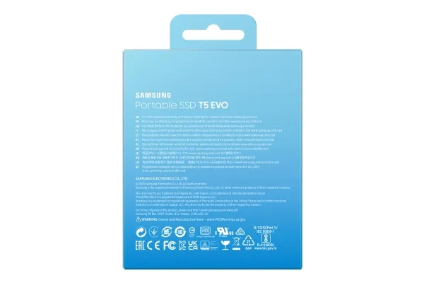 Samsung T5 Evo MU-PH8T0S - SSD - krypteret - 8 TB - ekstern (bærbar) - USB 3.2 Gen 1 (USB-C stikforbindelse) - 256-bit AES - sort