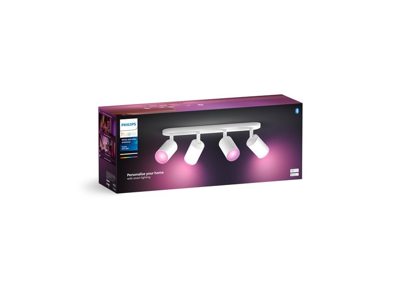 Philips Hue White & Color Ambiance Fugato 4er-Spot Weiss 4er-Spot mit Weisstönen und mehr als 16 Millionen Farben