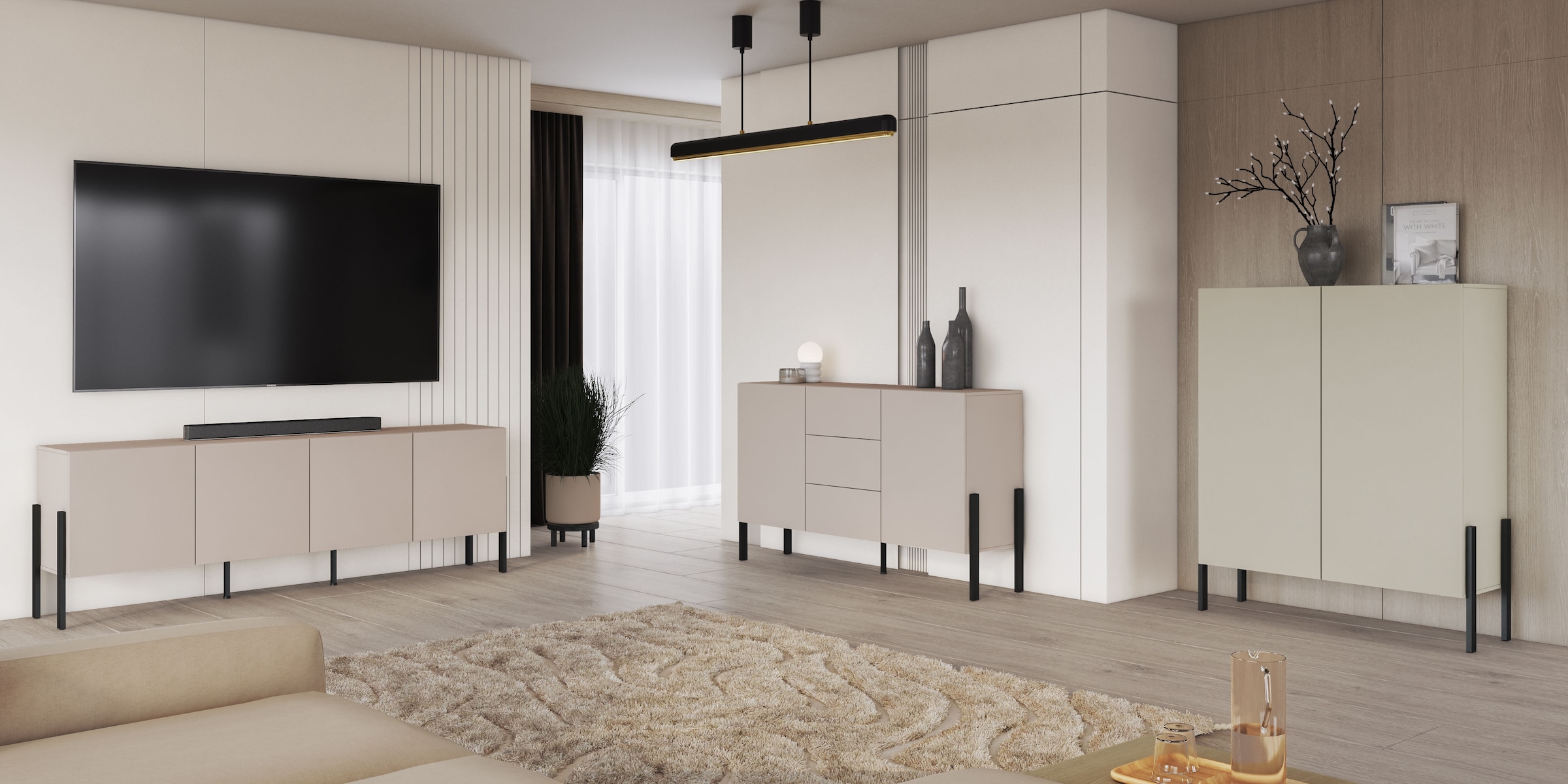 INOSIGN Kommode »Jukon,Breite 200 cm, moderne grifflose Kommode,4 Türen« Sideboard, Anrichte viel Stauraum, push-to-open-Funktion