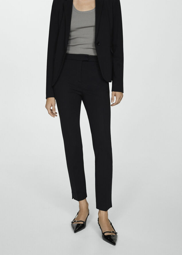 MANGO Pleated suit trousers Black
