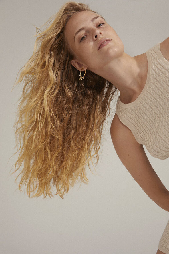 Pilgrim ANA pearl & crystal hoops gold-plated Guld