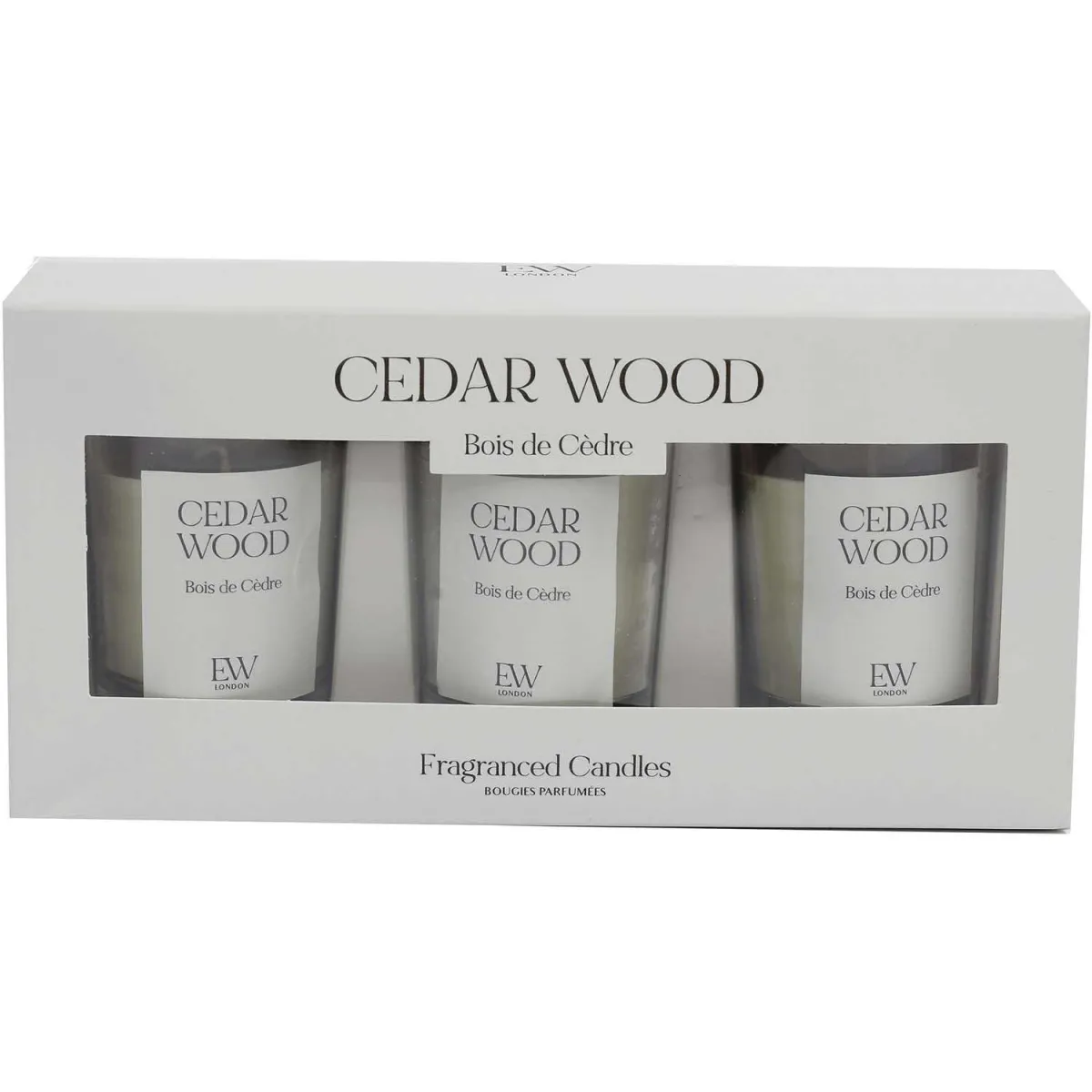 SIL Set Bougies Verre Votives Bois de Cèdre