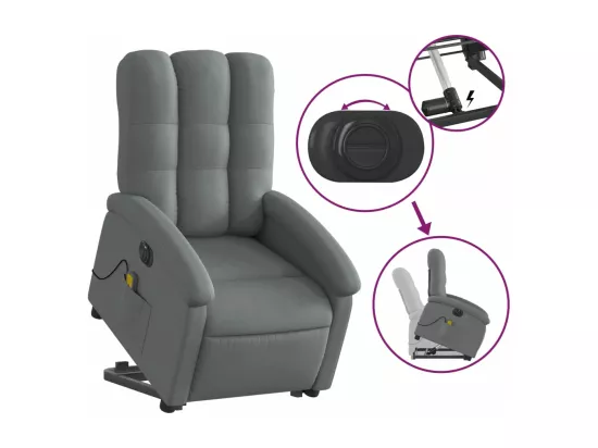 Fauteuil inclinable massant électrique Gris foncé Tissu