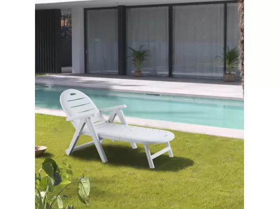 Transat de jardin bain de soleil blanc CAIMAN