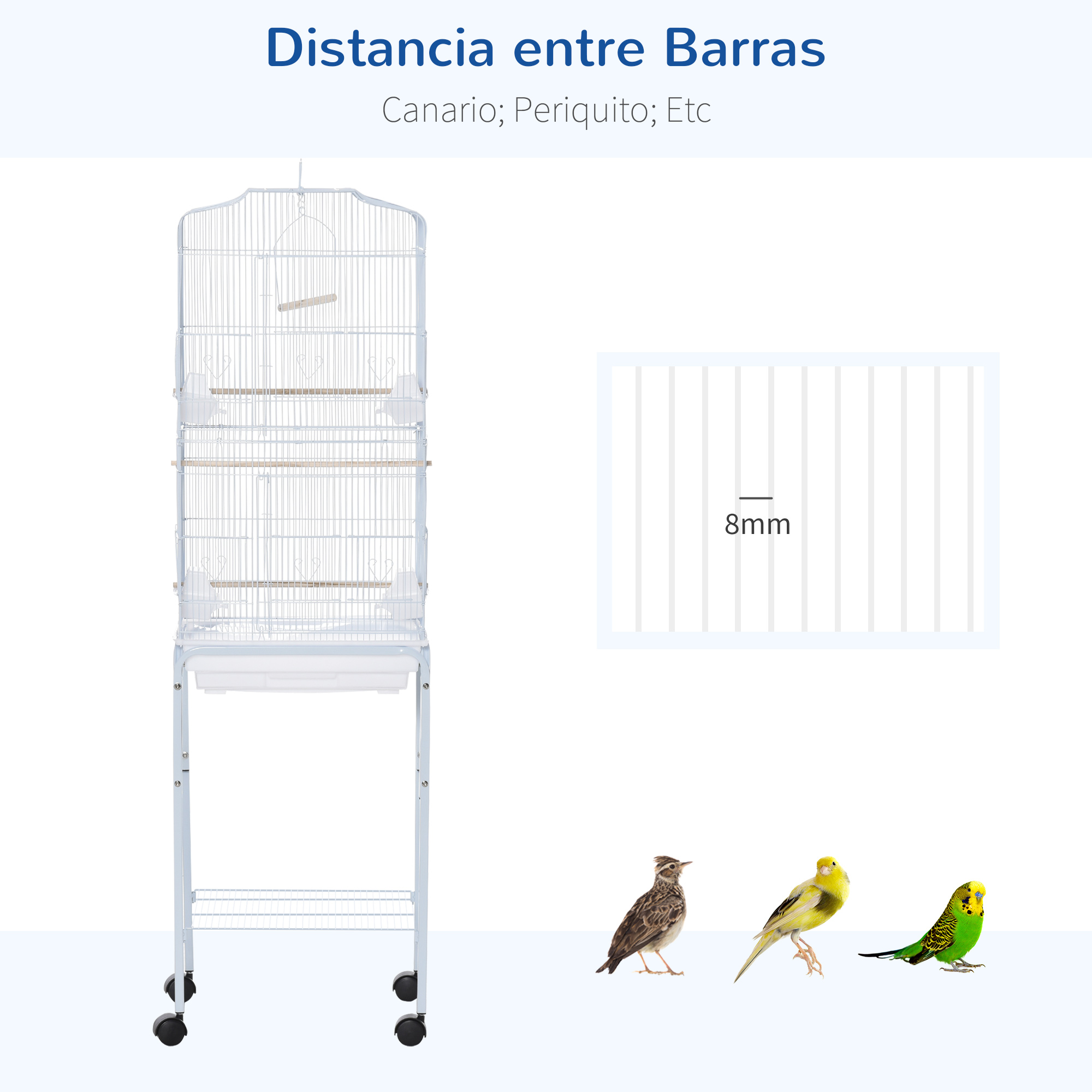 Gaiola para pássaros PawHut com rodas