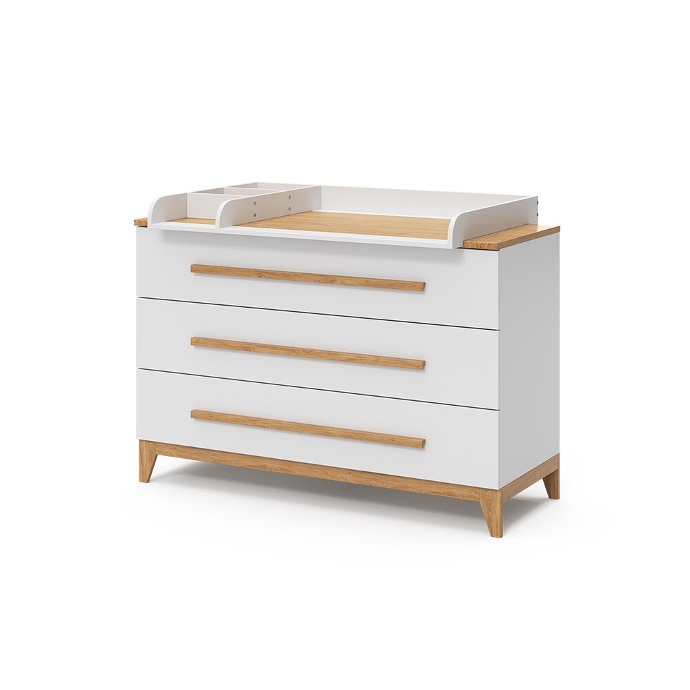 VitaliSpa Wickelkommode Malia XL 133 x 98 cm, Weiß Eiche, Wickeltisch inkl. Wickelauflage