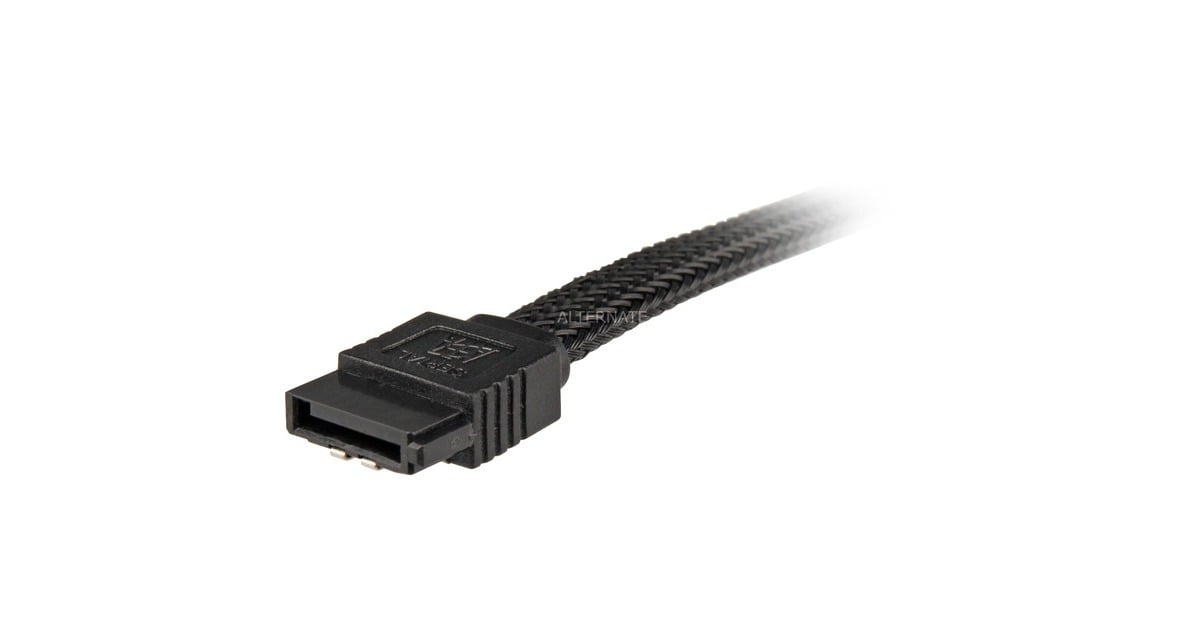 SharkoonSata III sleeve kabel  (Zwart, 1 meter)