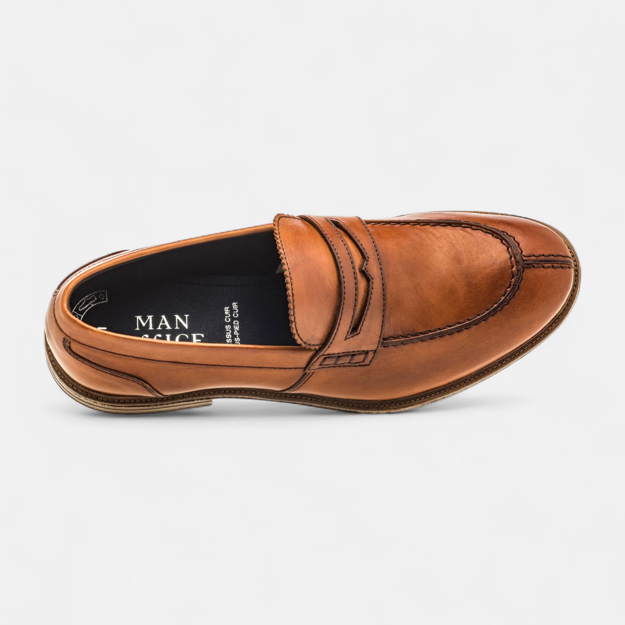Mocassins Homme en cuir cognac