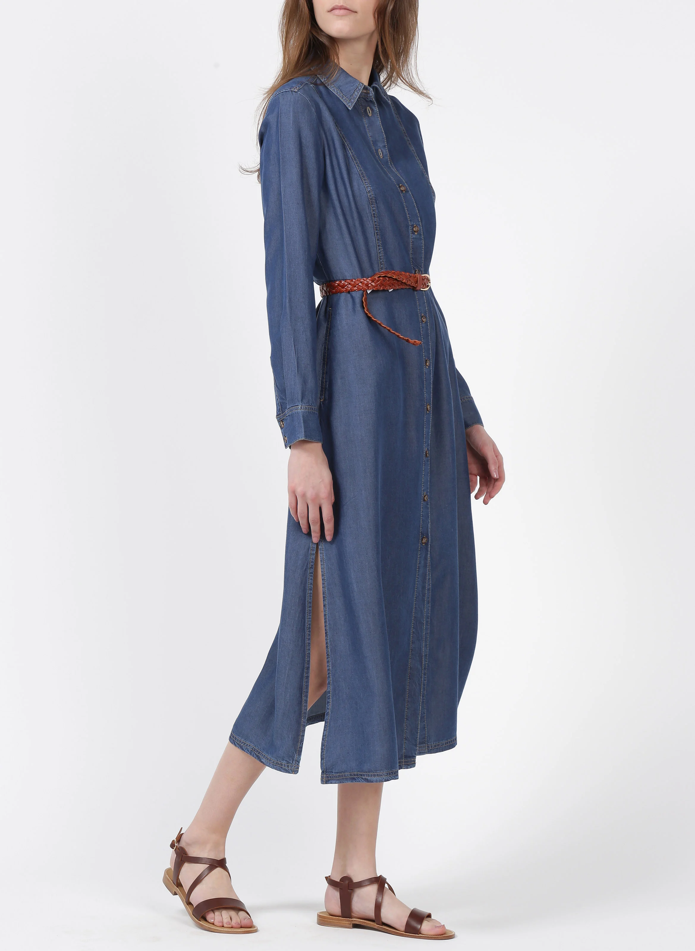 Ceinture tressée en cuir | Marron