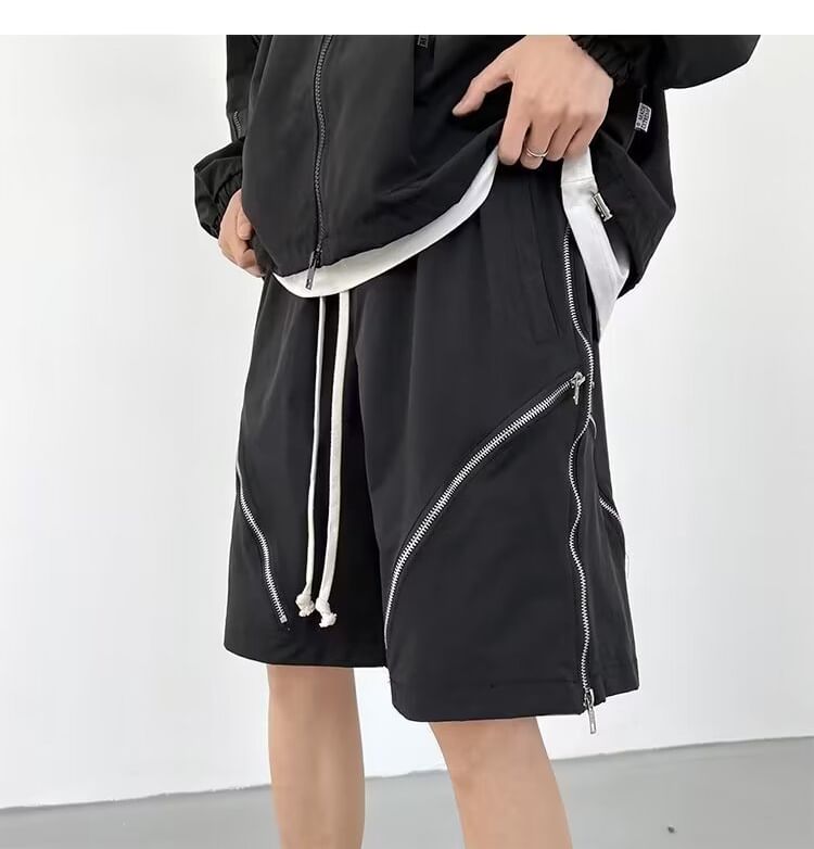 GRAYCIOUS - Mid-rise effen shorts met ritsdetail