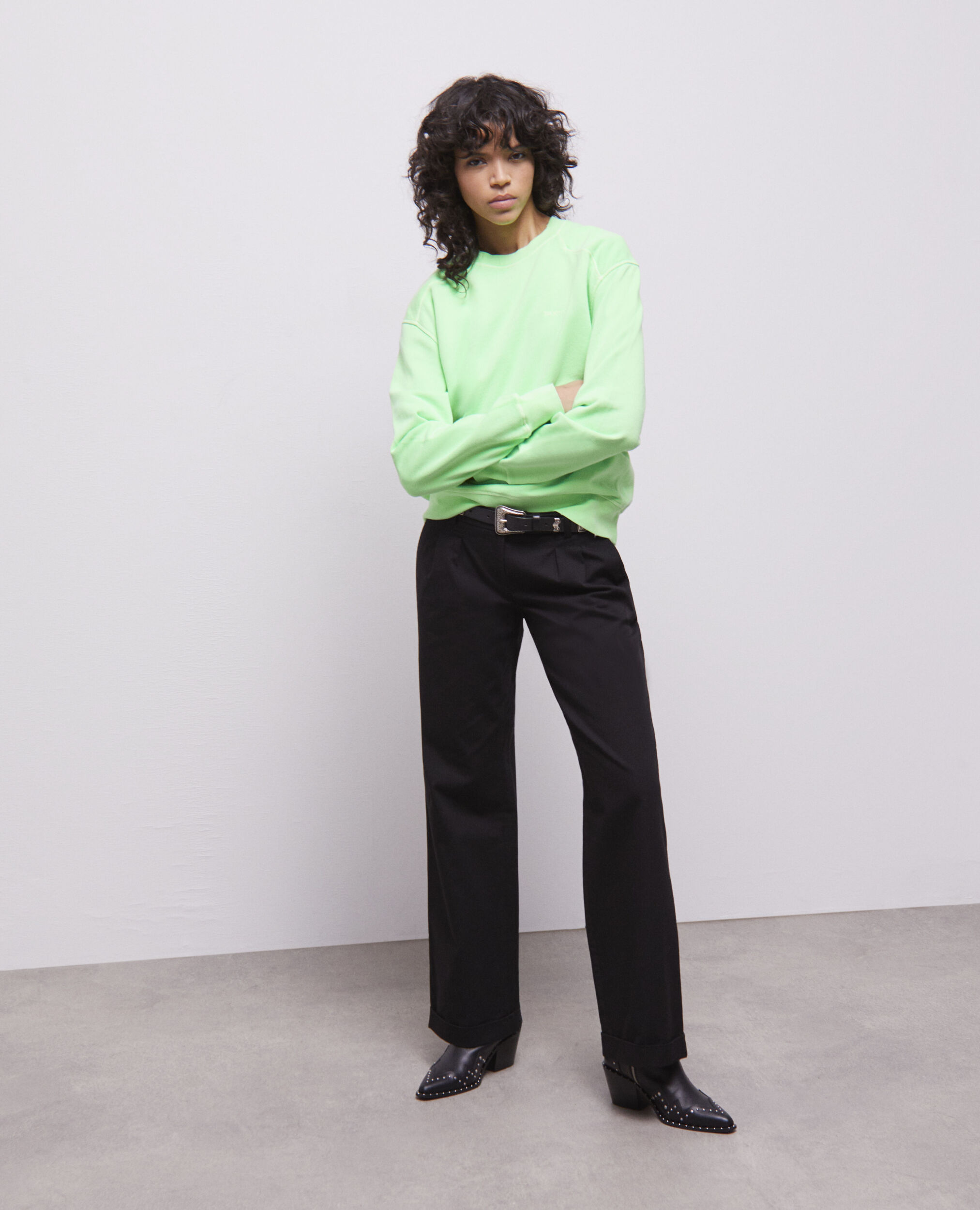 Sweatshirt vert fluo avec logo