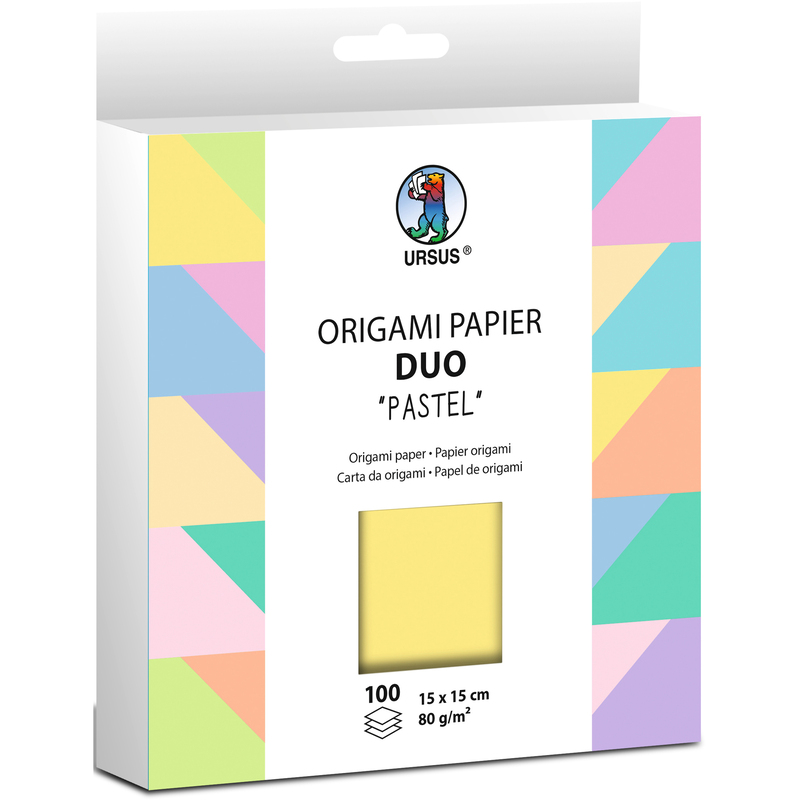 Ursus Origamipapier Duo Pastell, 15 x 15 cm, assortiert, 100 Stück