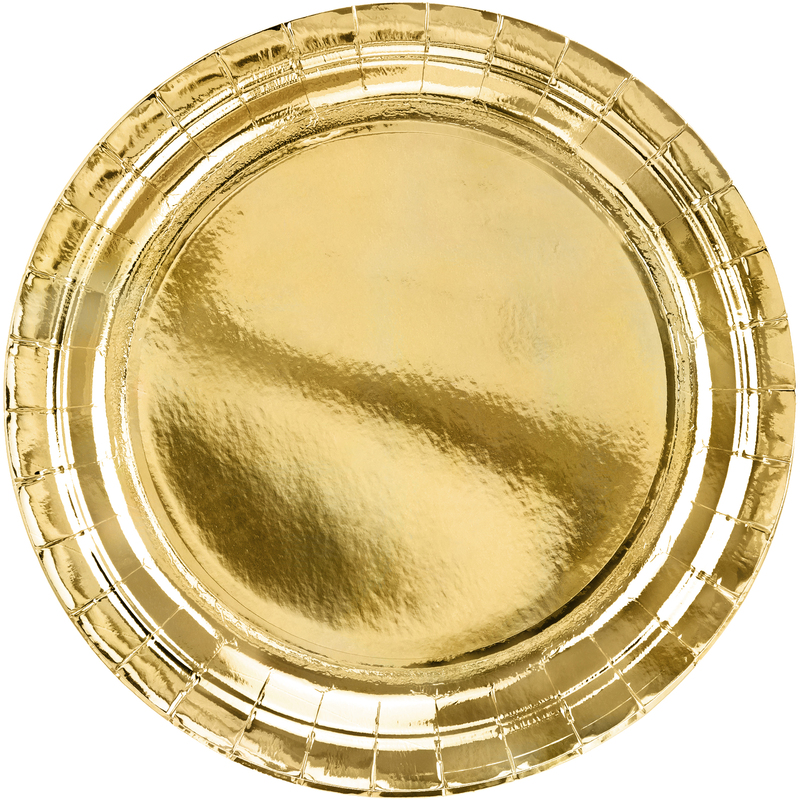 Partydeco Pappteller, 23 cm, gold, 6 Stück