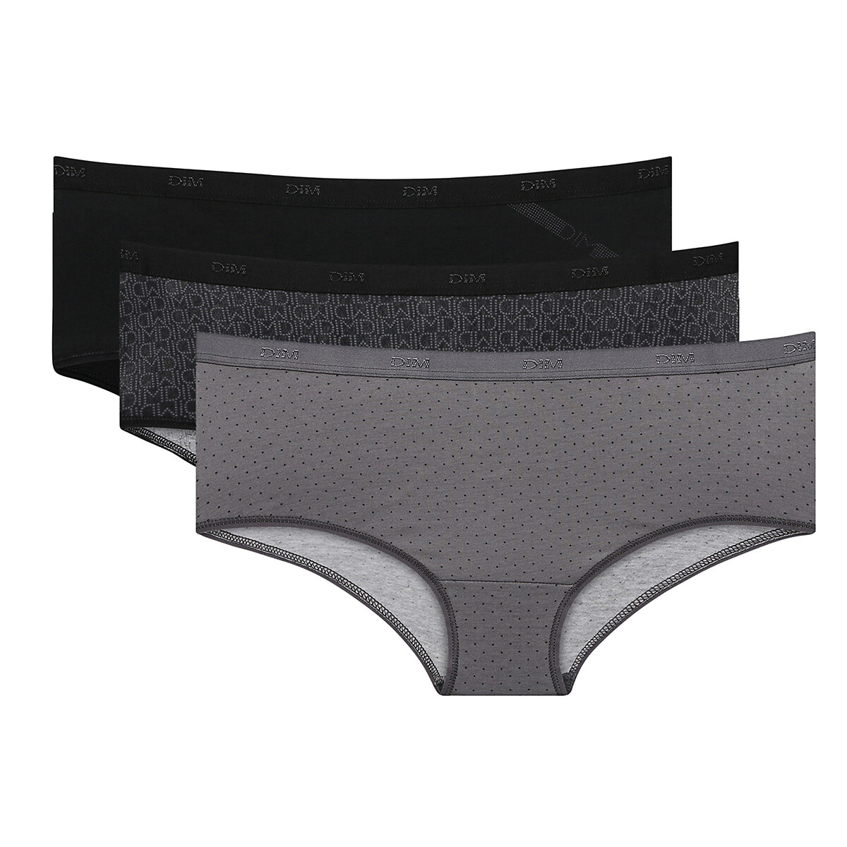 DIM<br>Conjunto de 3 calças de cintura baixa com bolsos pequenos em algodão elástico