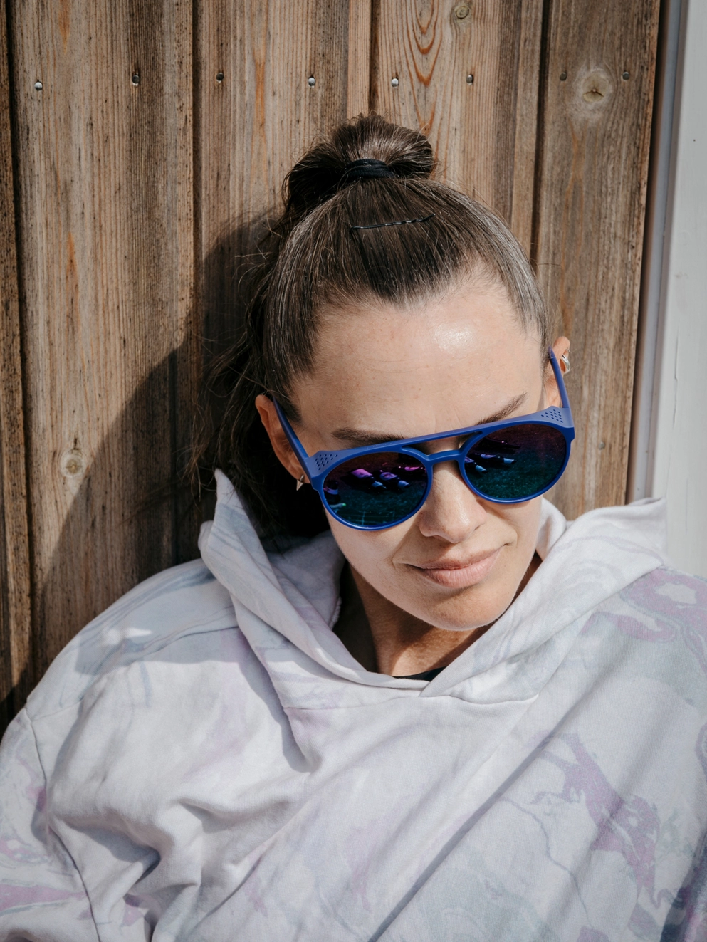 CHPO Rickard Navy Sunglasses rainbow mirror