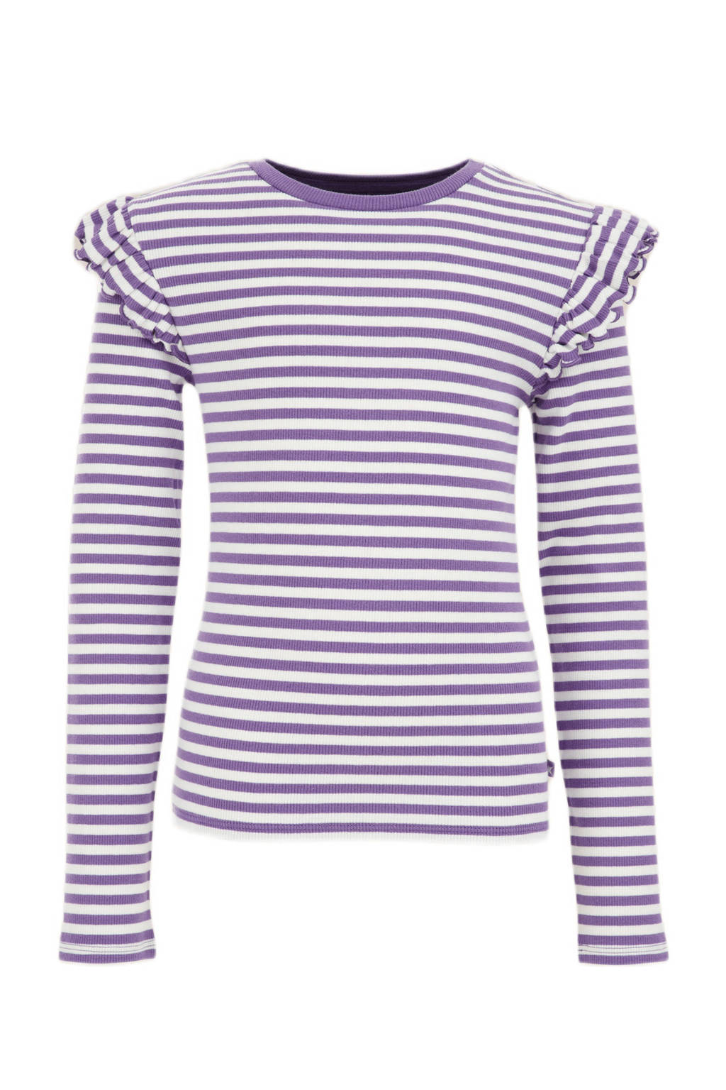 WE Fashion gestreepte longsleeve zwart/wit