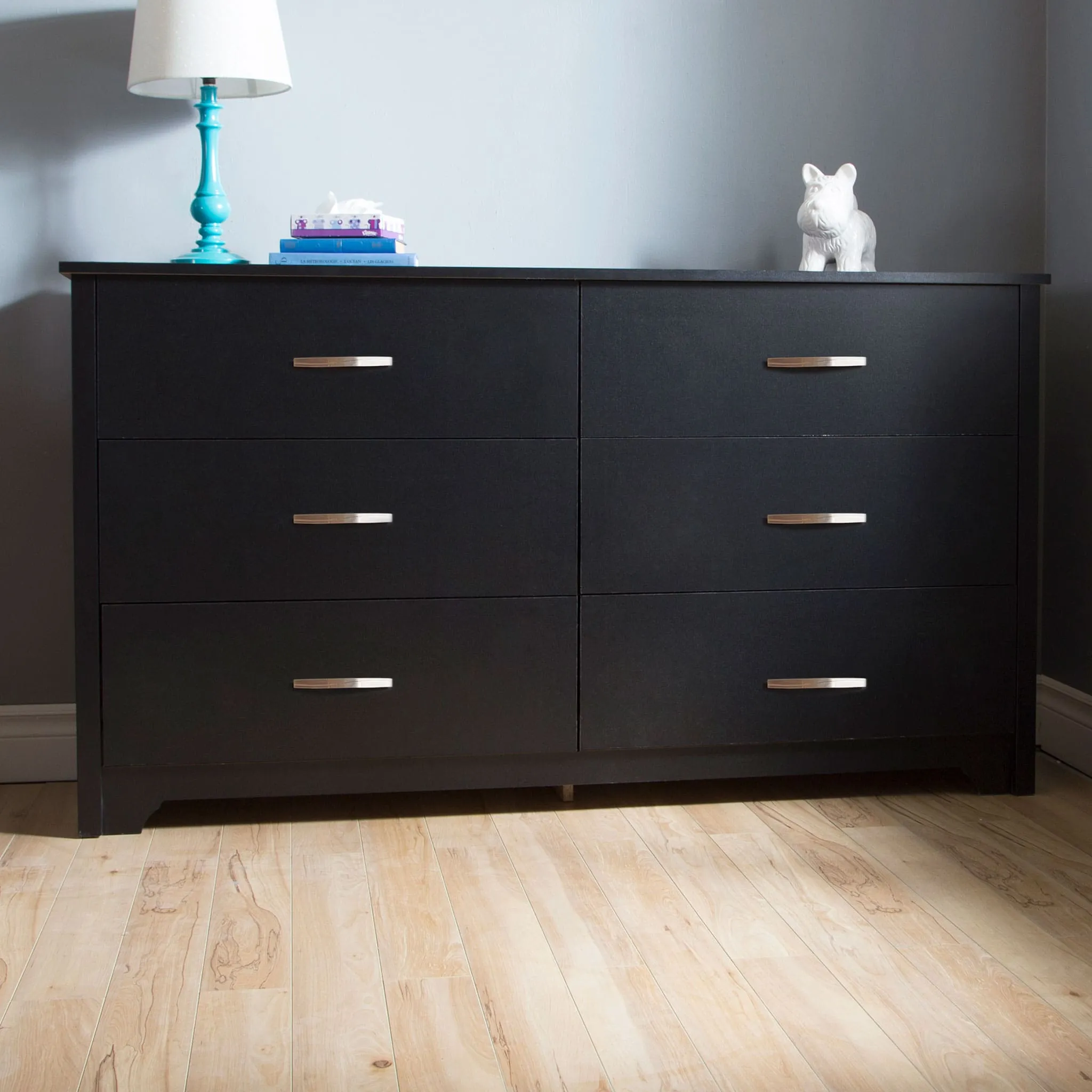 South Shore Bureau Double 6 Tiroirs - Fusion Noir Solide