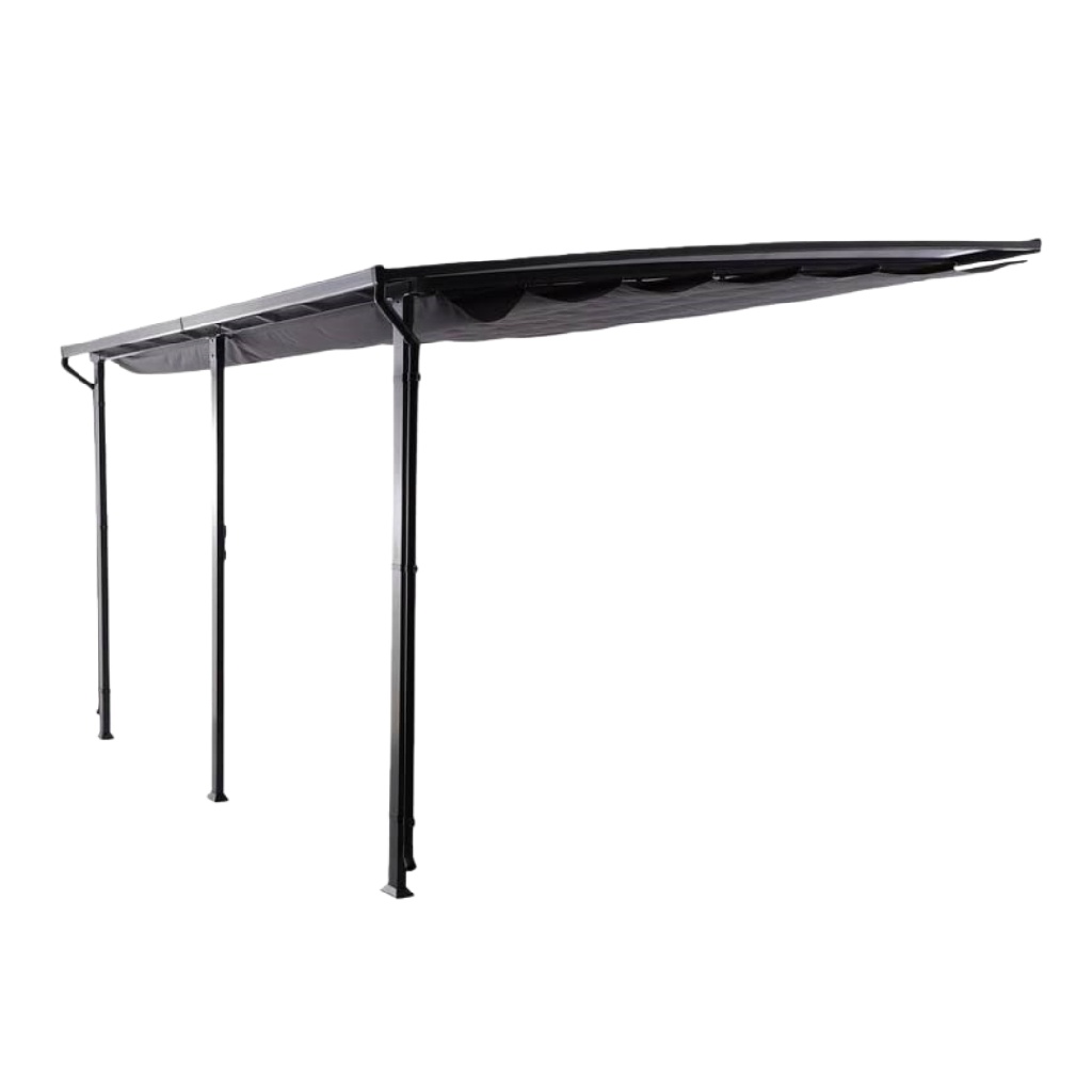 Pergola murale en aluminium avec toile rétractable — 4 × 3 m — gris anthracite