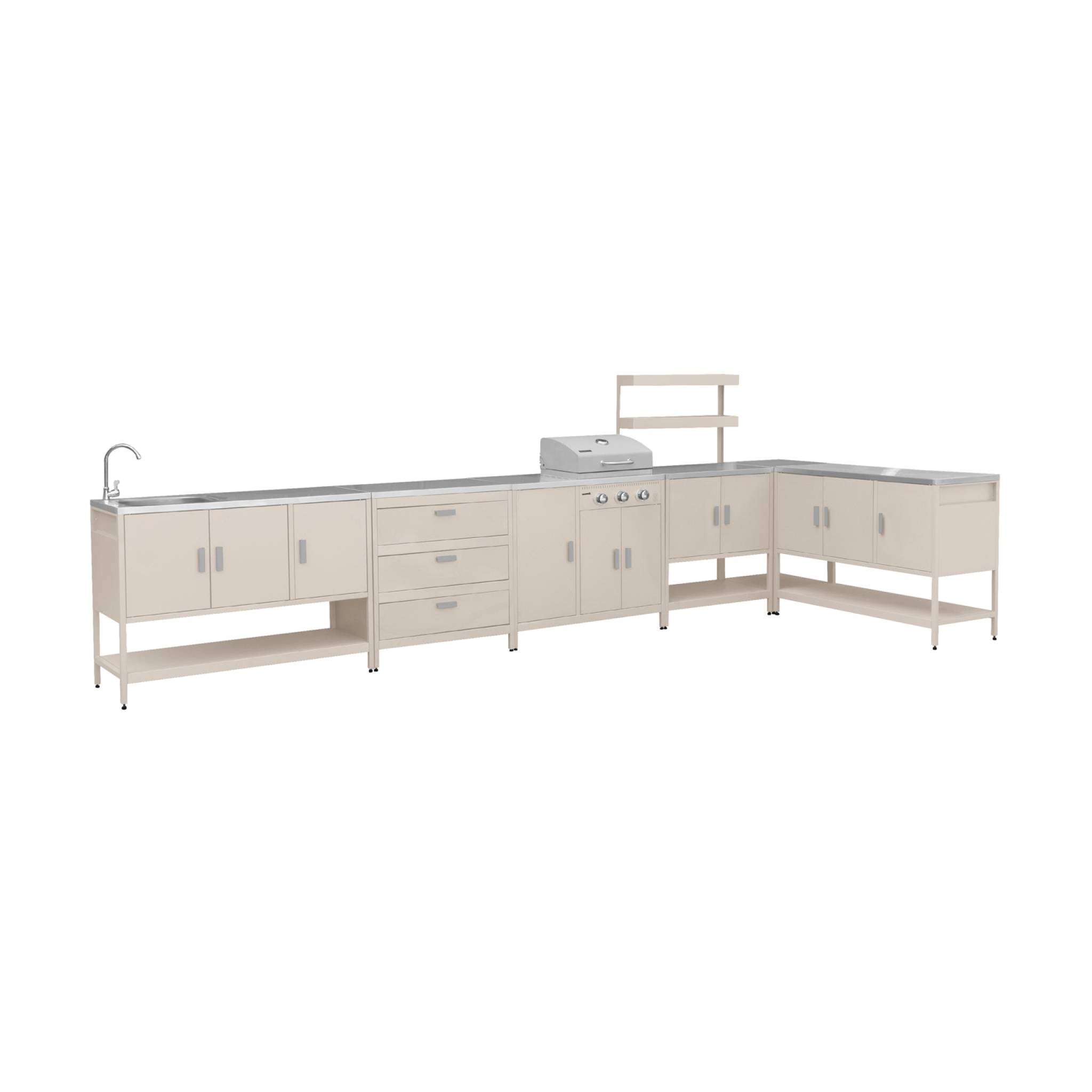 sweeek - Buitenkeuken 6 modules incl. gasbarbecue staal