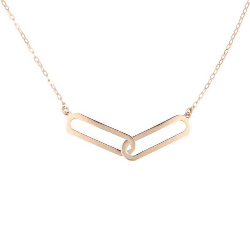 Collier Or Jaune - Anneaux Entrelacés - Femme