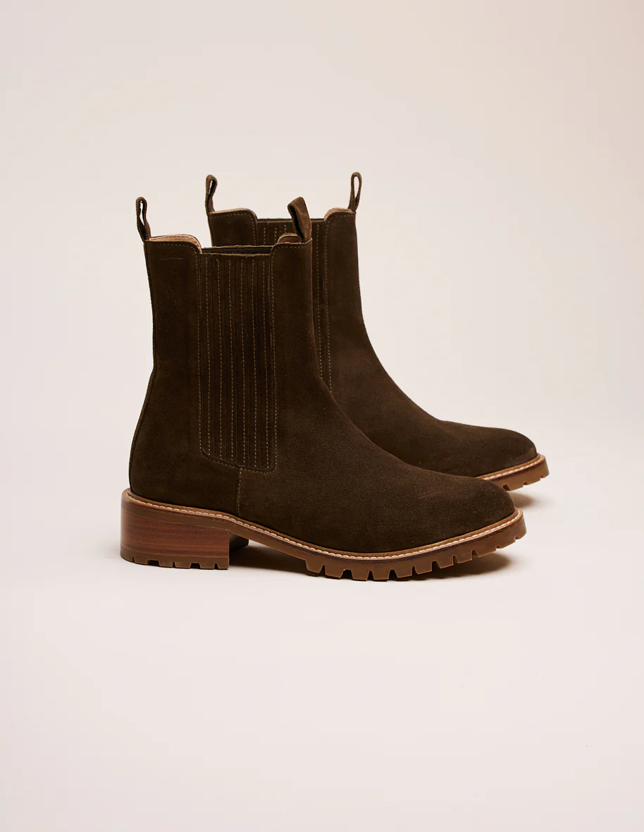 Bottines plates Dorianne - Suède kaki