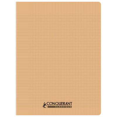 Conquérant Classique - Cahier polypro 24 x 32 cm - 96 pages - grands carreaux (Seyes) - abricot