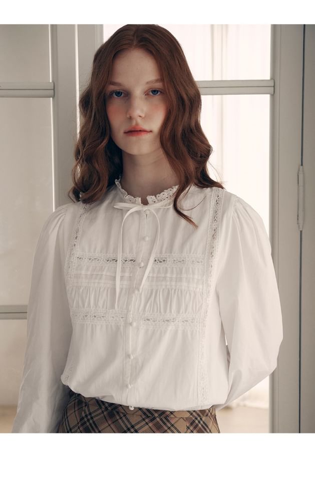 rolarola - Blouse met lint en kant (wit)