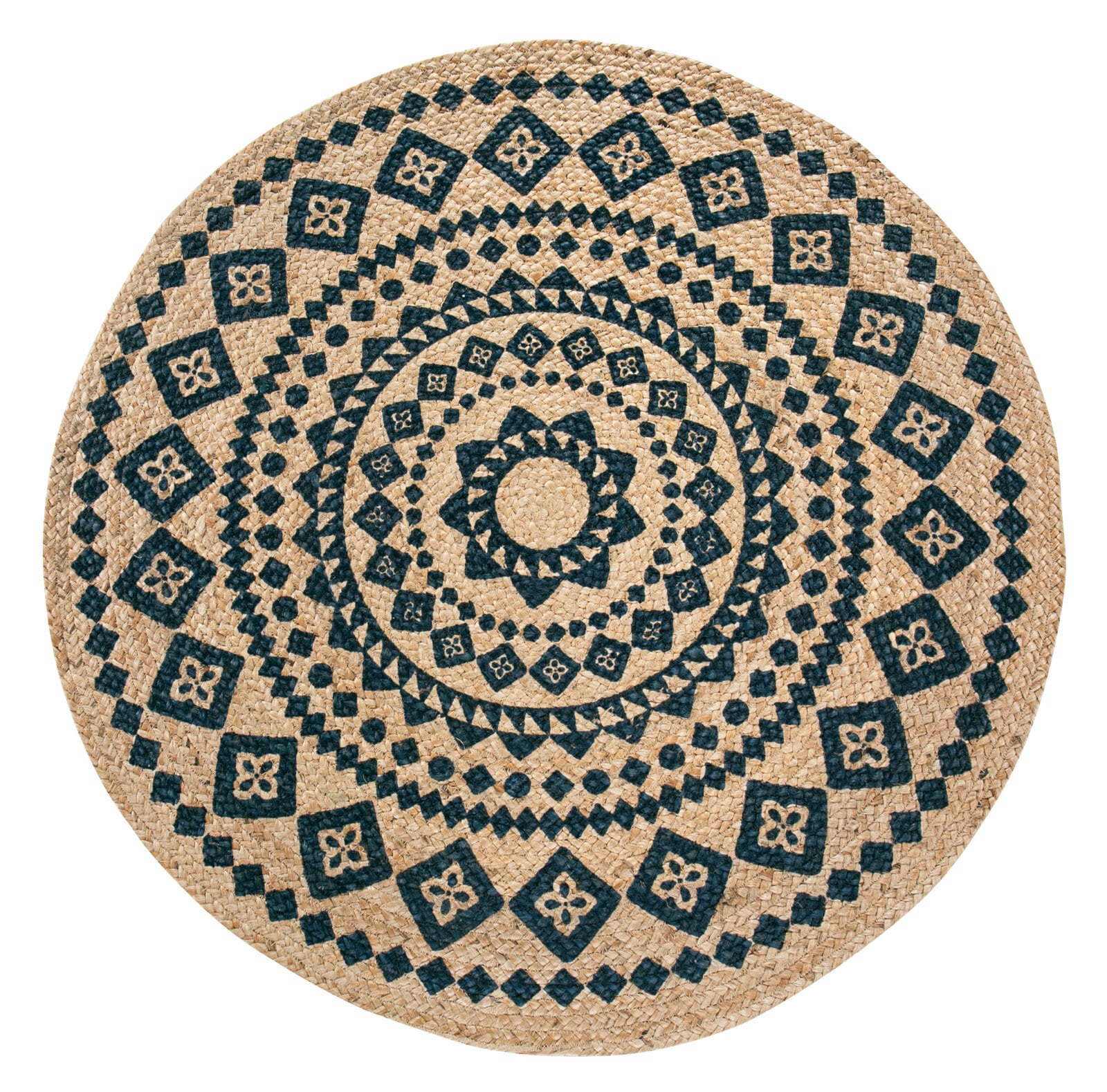 Jute-Teppich Vänersborg Ø 80 cm rund Braun/Schwarz