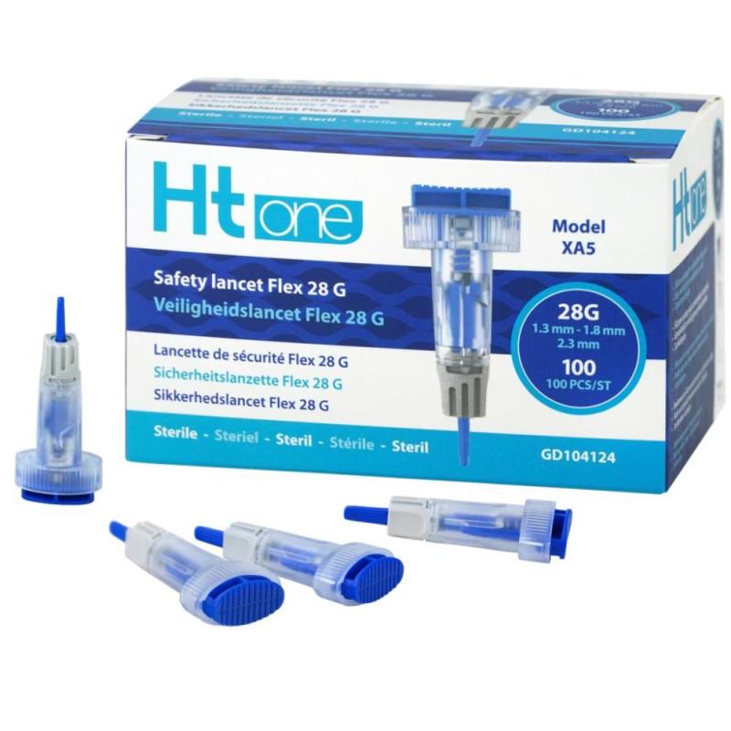 Ht One Veiligheidslancet Flex 28g (1.3/1.8/2.3mm) 100 Stuks